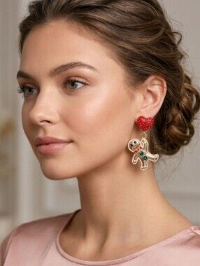 Gingerbread Drop Earrings, NIP